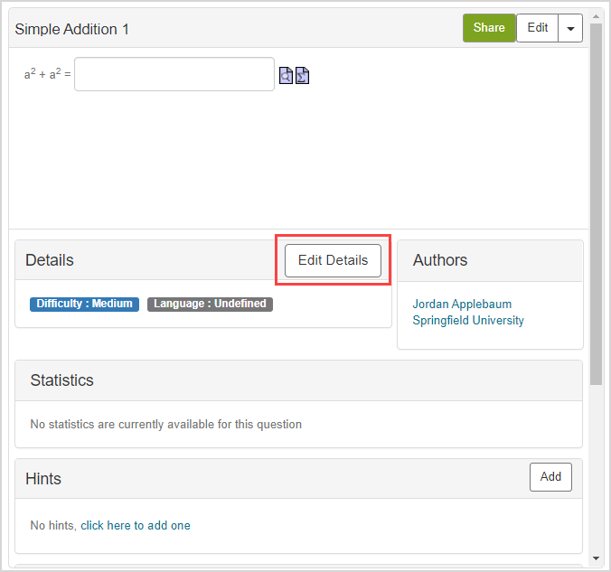 Edit Details button is highlighted on the Content Summary pane, next to the Authors list.